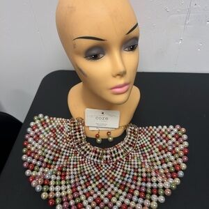 Multicolor Beaded Necklace and Earring Set